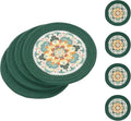 SHACOS 8 Inches Trivets for Hot Dishes, 4 Pieces Cotton and Felt Floral Trivets Mats for Kitchen, Hot Pads for Countertops and Table, Heat-Resistant Pot Holders for Hot Pots and Pans, Dark Green