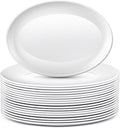 Dandat 24 Pcs 14 Inch Large Serving Platters Oval Trays White Plates Serving Dish for Wedding Party Restaurant Home Steak, Taco, Sushi, Appetizer, Cake