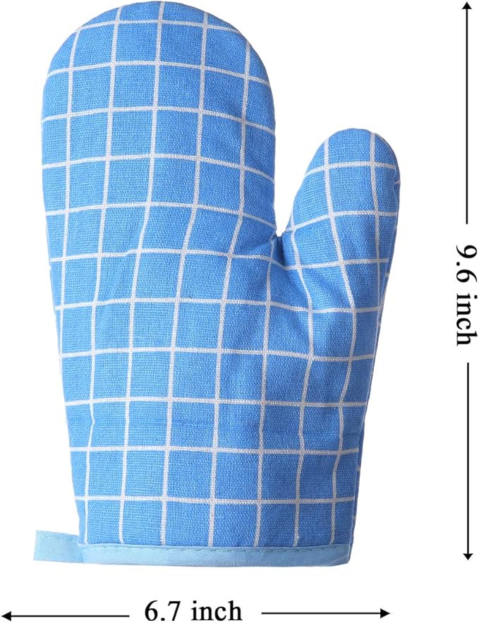 Oven Mitts and Potholders BBQ Gloves-Oven Mitts and Pot Holders with Recycled Infill Silicone Non-Slip Cooking Gloves for Cooking Baking Grilling (4-Piece Set,Blue)