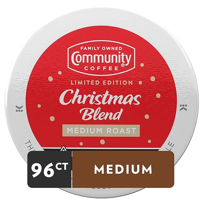 Community Coffee Christmas Blend, Medium Roast 96 Count Coffee Pods, Compatible with Keurig K-Cup Brewers, 24 Count (Pack of 4)