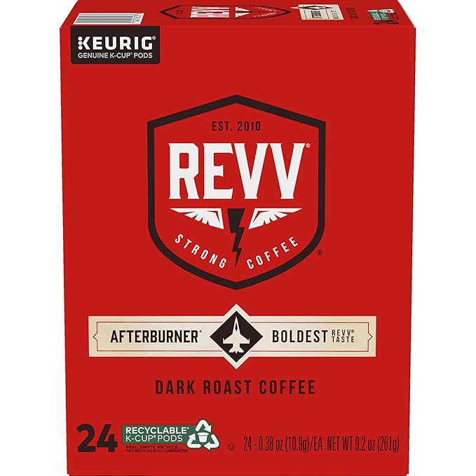 REVV Afterburner, Single-Serve Keurig K-Cup Pods, Dark Roast Coffee Pods, 96 Count