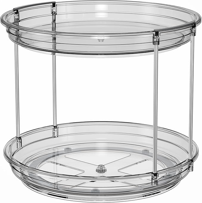 LAMU 2 Tier Lazy Susan Turntable Organizer 9.25'' Rotating Spice Rack Organization for Cabinet, Kitchen, Pantry, Countertop, Bathroom, Vanity, Medicine Cabinet Organizer, Grey