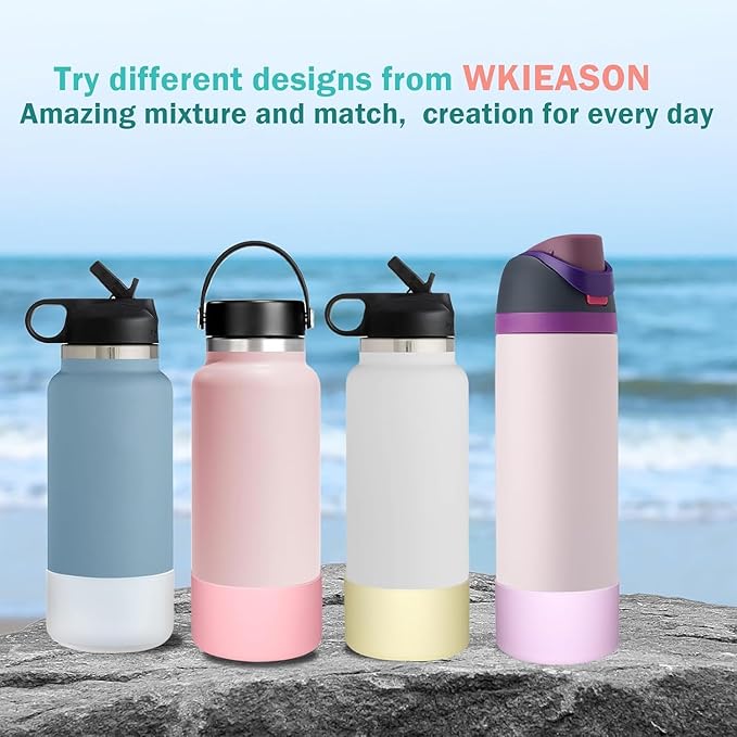 WK IEASON Protective Silicone Base Boot 12oz-24oz for Hydro Flask Wide Mouth/Standard Mouth, Anti-Slip Silicone Cover Bumper Compatible with Stanley Tumbler 40oz 30oz 20oz-2.83inch Bottom Diameter