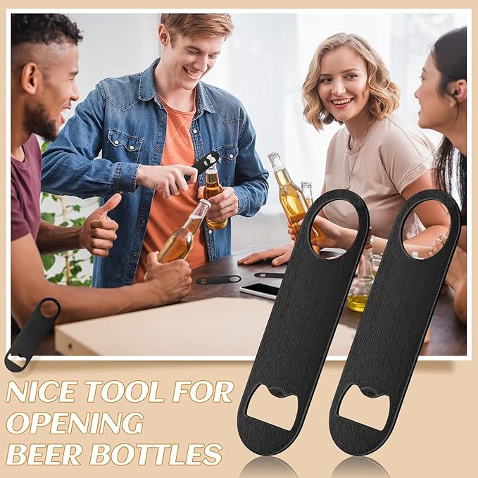 30 Pcs Flat Bottle Opener 4.9x 1.18 inches Black Stainless Steel Beer bottle Openers Heavy Duty Bar Blade Solid Bottle Cap Opener Funny Bartender Bottle Opener for Restaurant Party Supplies