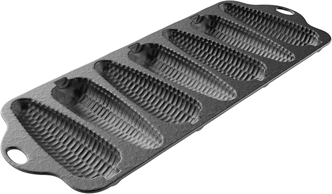 Cast Iron Cornbread Pan-Pre-Seasoned Bakeware with 7 Corncob Sticks-Compatible with Oven, Stovetop, Induction, Grill, and Campfires by Classic Cuisine,