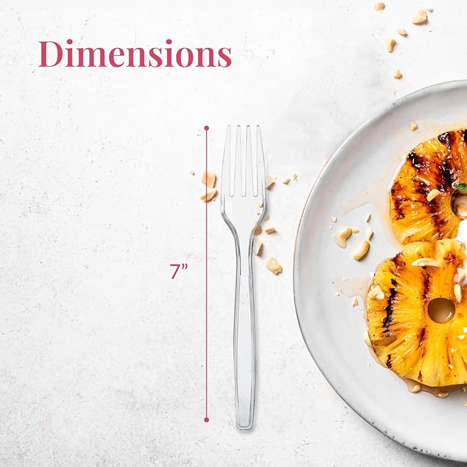 Prestee 500 Clear Plastic Forks - Heavyweight Disposable Forks, Sturdy Flatware, Elegant Fork for Parties, Bulk Disposable Silverware Set, Clear Plastic Utensils - Flatware