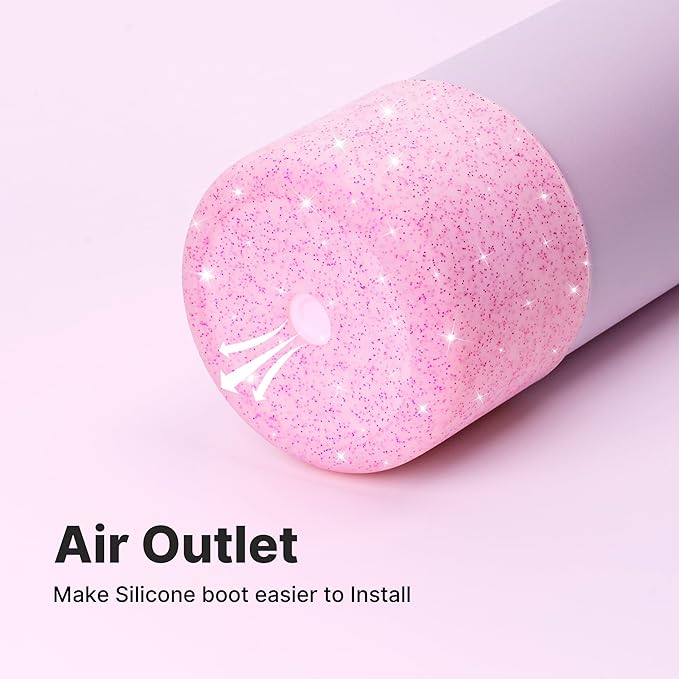 Silicone Boot for Owala 14/16 oz Water Bottle, Anti-Slip Protective Sleeve for Owala 12 oz Kids Tumbler, Boot Bottom Base fit Flip 14 oz Insulated Stainless-Steel Water Bottle (Glitter Pink)