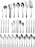 Silverware Set,32 piece Siverware Set and Serving Utensil Set,Stainless Steel Knives Spoon Forks Set for Home, Kitchen, Mirror Polished& Dishwasher Safe (5.5-11.2Inch Serving set+Silverware set-32pcs)