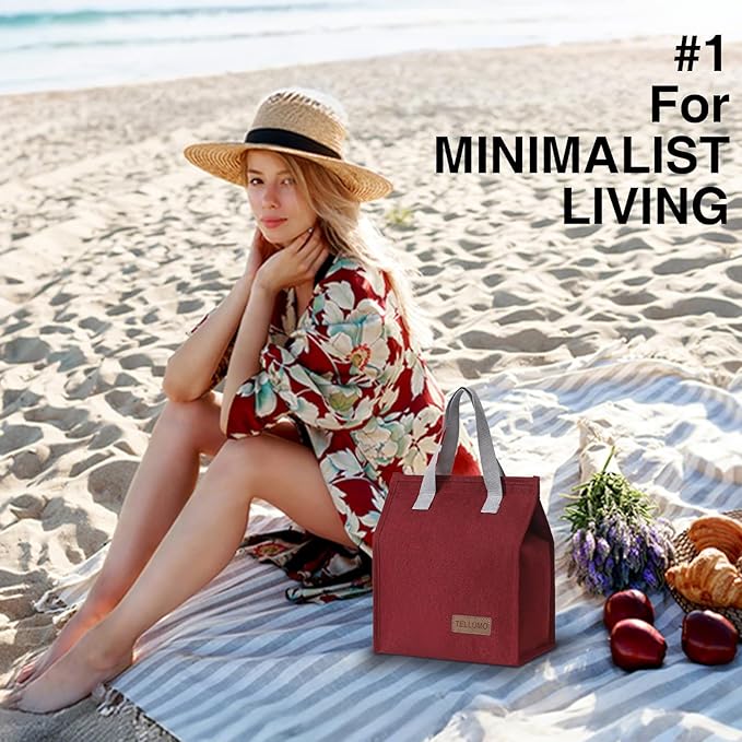 TELLUMO Lunch bag, Insulated Lunch Bag for Women Men Large Lunch Box Container Reusable Leakproof Tote for Office, Work, School, Beach or Travel (Red)