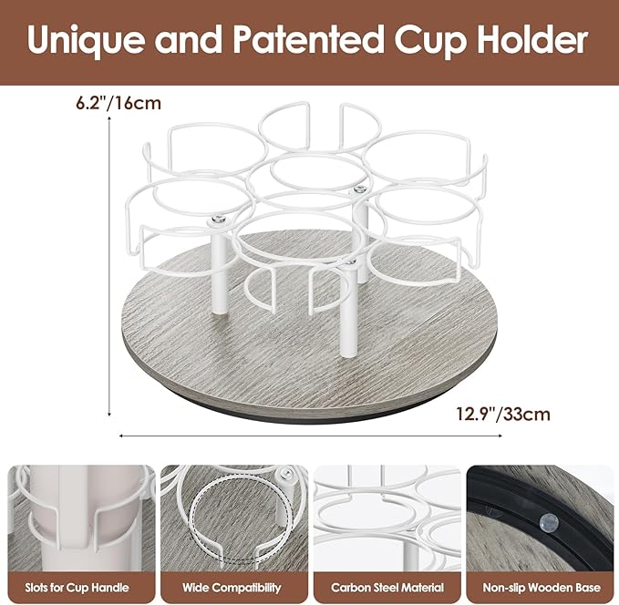 Water Bottle Organizer for Stanley 20/30/40oz, Rotating Stanley Cup Organizer Holder, Bottle Organizer for Stanley Simple Modern Owala Yeti, Tumbler Lazy Susan, Gray