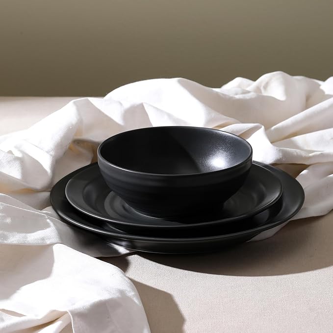 Stone Lain Orbit 16-Piece Dinnerware Set Stoneware, Charcoal