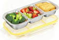 Stainless Steel Snackle Box Container,Reusable Bento Box for Kids & Adults,Leak-Proof Snack Containers with Lids, Perfect for Lunchables, Snack Pack Containers(3 Compartments Yellow)