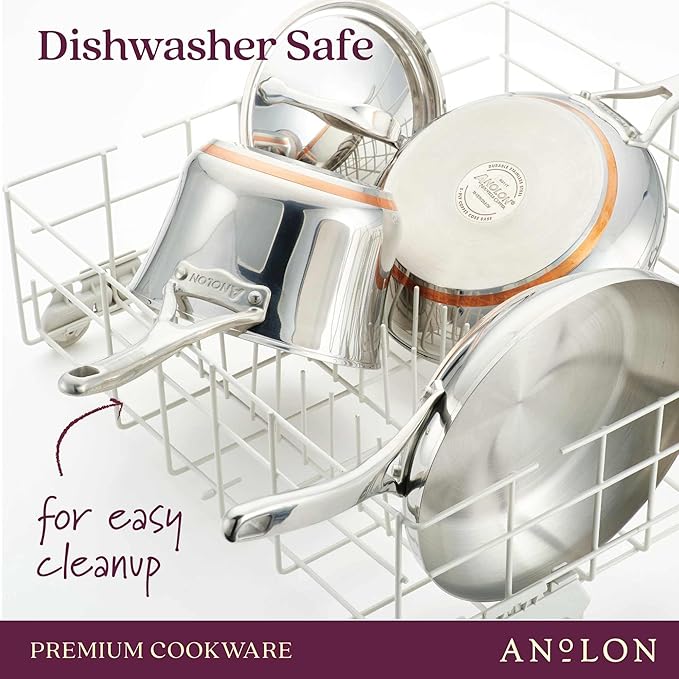 Anolon Nouvelle Stainless Steel Cookware Pots and Pans Set, 10 Piece