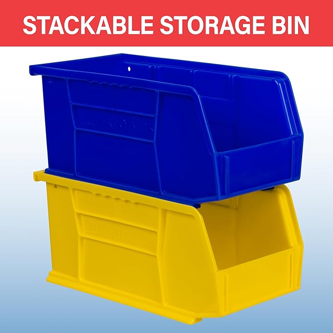 Akro-Mils 30230 AkroBins Plastic Storage Bins, Space-Saving Stackable Bins for Garage, Pantry, Craft Organization, 11-" x 5-" x 5-", Clear, 12-Pack