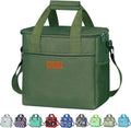 Iknoe Large Cooler Bag Collapsible 24 Can Insulated Bags Leakproof Lunch Cooler Tote with Multi-Pockets for Adult Insulated Thermal Bag for Beach, Picnic, Office Work(Military Green)