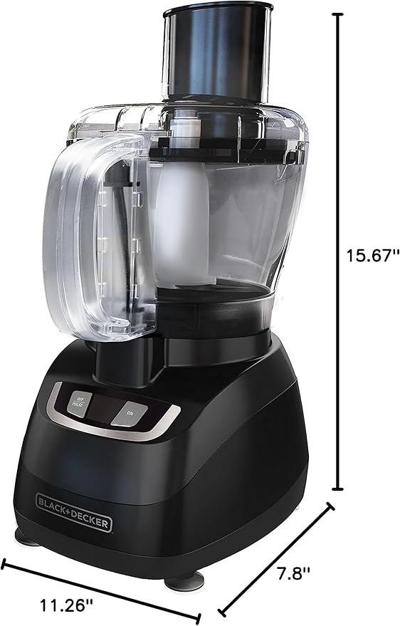 BLACK+DECKER FP1600B 8-Cup Food Processor with Stainless Steel Blade, Black