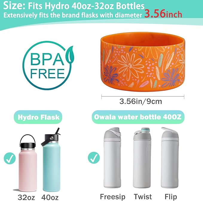 WK IEASON Protective Silicone Base Boot for Hydro Flask Mouth, Anti-Slip Silicone Sleeve Cover Bumper for Hydro Water Bottle Accessories -3.56inch Bottom Diameter