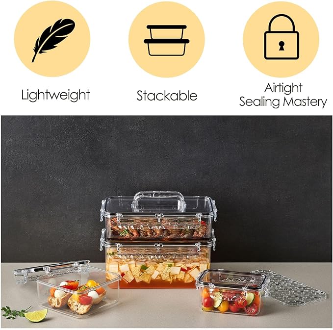 Airtight Food Storage Container With Lid (21.6oz) Leak-Proof Lunch Box | BPA-Free | Meal Prep | Microwave, Freezer and Dishwasher Safe | Kitchen Fridge Organizer Boxes | Fresher Food