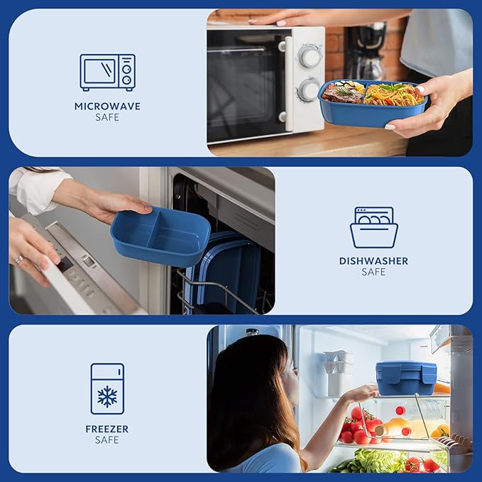 Stackable Bento Box Adult Lunch Box, Large Capacity 1900ml Lunchbox with Utensil Set, Leak-Proof for Dining Out, Work, Picnic, School