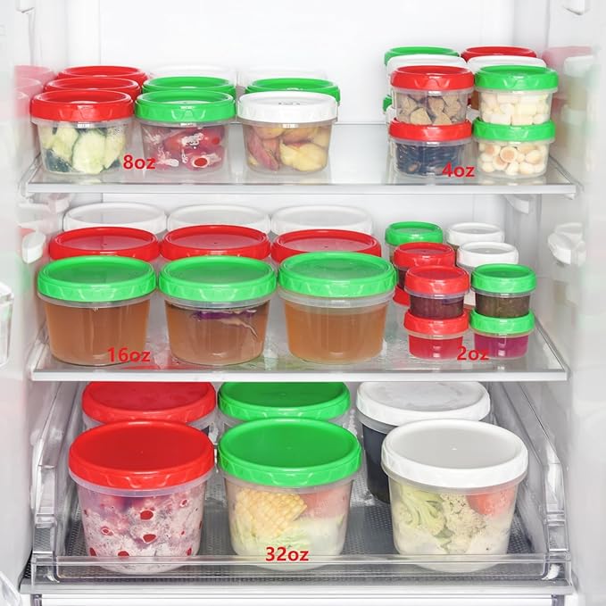 EONJOE 16 oz Plastic Freezer Containers with Lids 2 Cup Food Storage Container BPA Free Stackable Airtight Dishwasher Safe,6 Pack