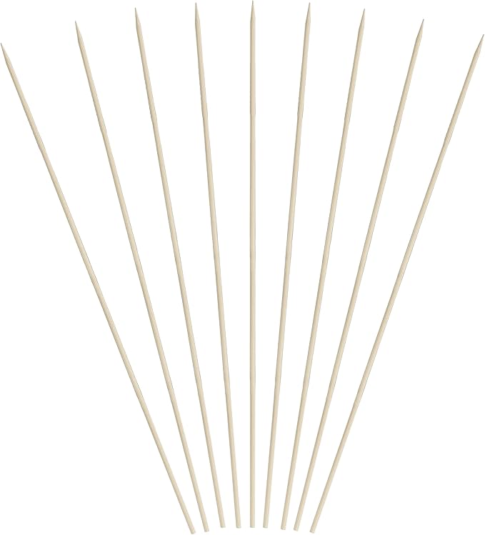 400 Count | KingSeal Natural Bamboo Wood Grilling Skewers for Shish Kebabs, BBQ, and Fruit Arrangements, 12 Inch x 3.0mm Diameter - 4 Packs x 100 Skewers