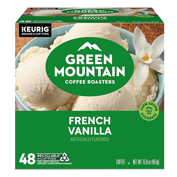 Green Mountain Coffee Roasters French Vanilla Coffee, Keurig Single-Serve K-Cup Pods, Light Roast, 48 Count