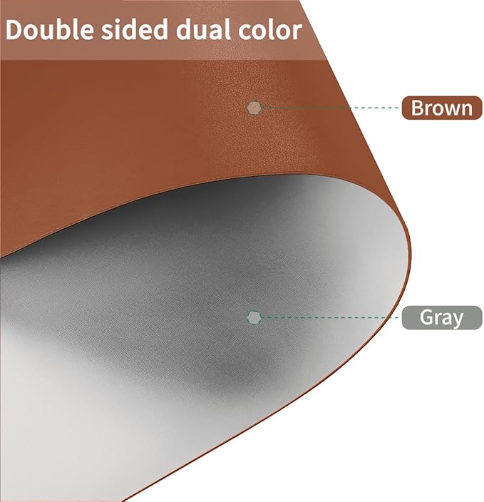 Leather Table Pad,1.8mm Thick,40x78 Inch,Dining Table Pad,Table Pads for Dining Room Table Rectangular,Dining Room Table Cover,Dining Table Cover(Brown+Gray,40x78)