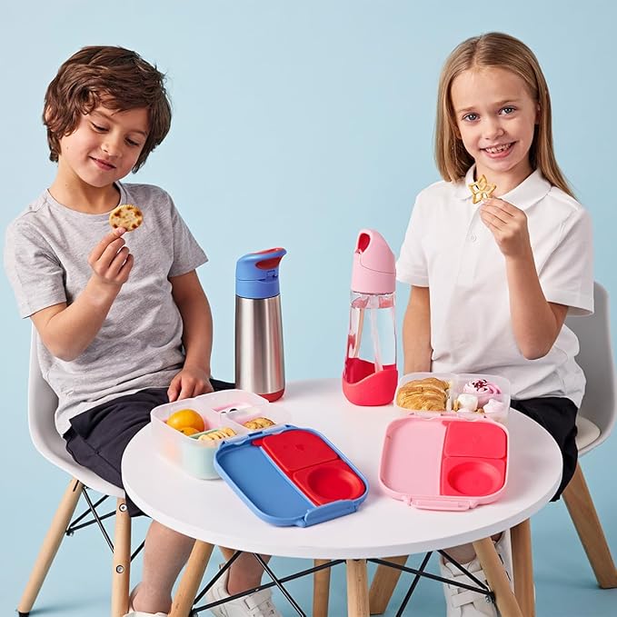 b.box Mini Lunch Box (2-pack), Bento Box for Kids Snack Container with 2 Leak-Proof Compartments, Reusable Snack Containers with Lids, BPA Free Kids Lunch Box, 4 1/4 Cup (Emerald Forest+Ocean Breeze)