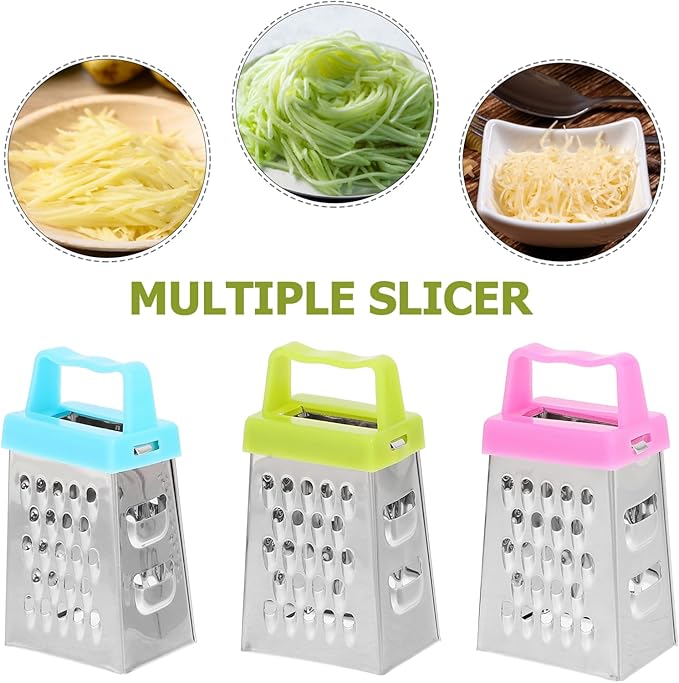 6Pcs Mini Cheese Grater, Small Box Cheese Graters Stainless Steel, Vegetable Food Shredder Lemon Zester with 4 Sides for for Kitchen Garlic Ginger Vegetable Potatoes, Chef Kitchen Too