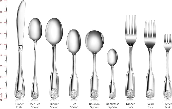 New Star Foodservice 58321 Shell Pattern, 18/0 Stainless Steel, Oyster Fork, 6-Inch, Set of 12