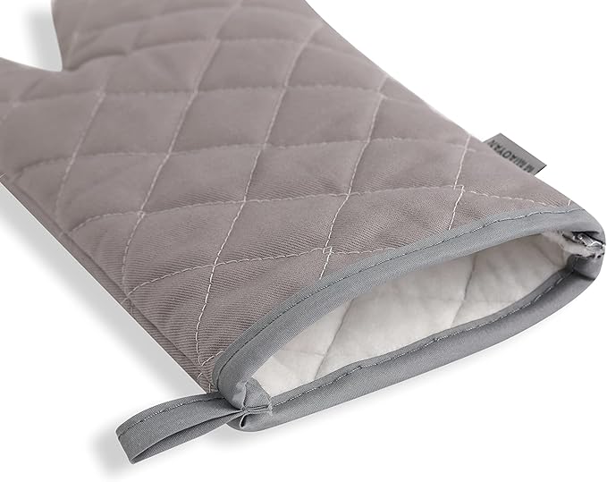 Oven Mitts and Pot Holders 4 pcs Set,High Heat Resistant 500 Degree Extra Thicken Long Kitchen Cotton Oven Glove for Cooking (12 Inch,Grey)