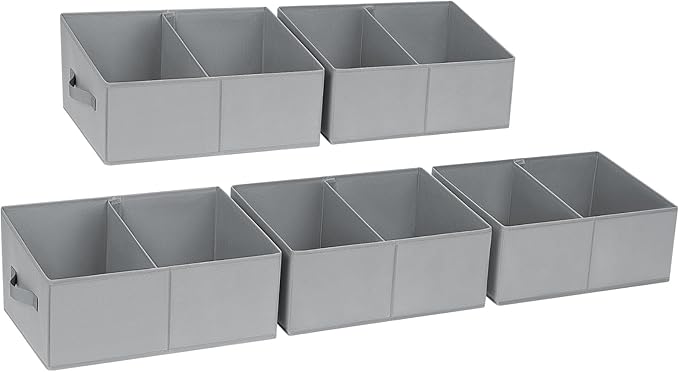 DIMJ Closet Storage Bins, 3 Pack Storage Baskets for Shelves, Foldable Closet Organizer with Handle, Linen Closet Organizers and Storage for Clothes, Toys, Towel, Books (Grey)