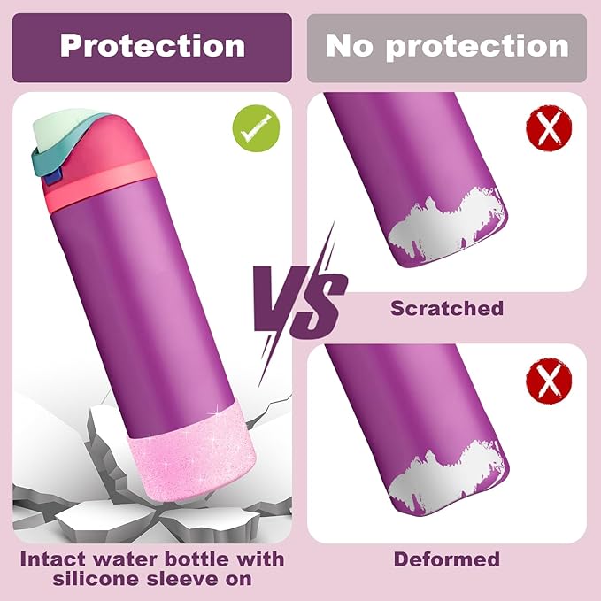 2 PCS Glitter Silicone Boot for Owala Water Bottle, Anti-Slip Protective Sleeve for FreeSip/Twist/Flip Stainless Steel Water Bottles Accessories