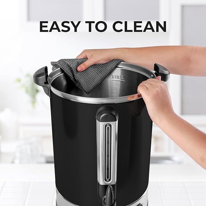 Zulay Kitchen Commercial Grade Coffee Maker Hot Water Urn - Percolator With Double-Wall Stainless Steel, Quick Brew, Stays Hot for Tea & Beverage at Events & Catering - Black - 50 cups