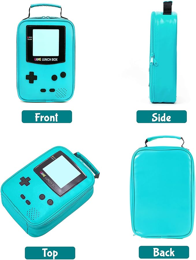 Boy Lunch Box,Kids Lunch Bag Insulated Leather Game Lunch Box for School Thermal Meal Cooler Lunch Boxes for Boy Girl Kid Toddler Teen