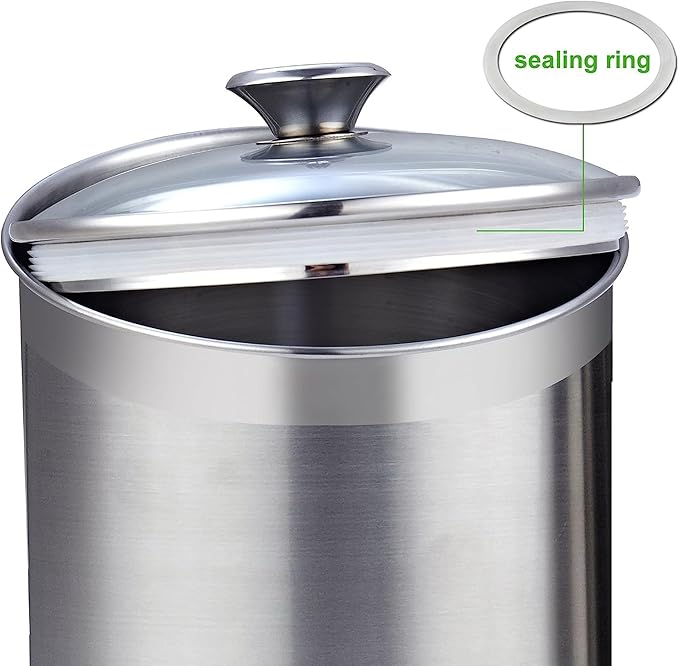 Cooks Standard Stainless Steel Food Jar Storage Canister Set Medium 4-Piece, 0.95qt/1.6qt/2.5qt/3.5qt Airtight Containers with Glass Lid for Tea Coffee Sugar Flour