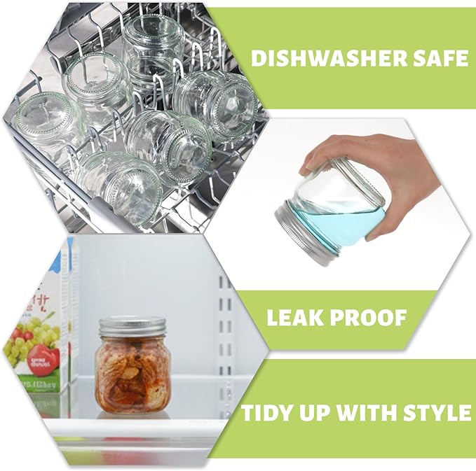 8 oz Glass Mason Jars, 24 Pack Clear Glass Jars with Regular Lids, Canning Jars for Honey, Yogurt, Wedding Favors, Food Storage, Vegetables, Includes 40 Black Labels