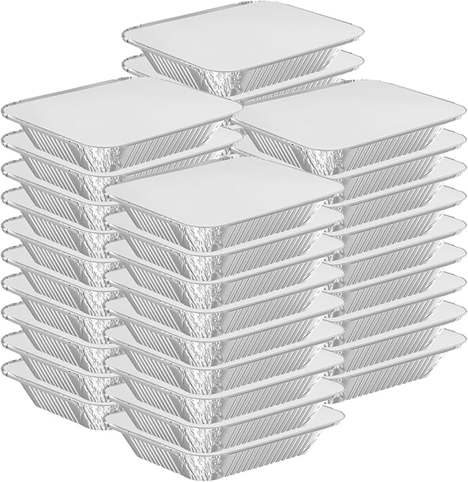 WANBAO 20 PACK 9.8"x7.2" Disposable Tin Foil Pans with Lids 4 LB Aluminum Pans To Go Containers for Cooking, Baking, Catering Party Meal Prep, Take Out, Freeze