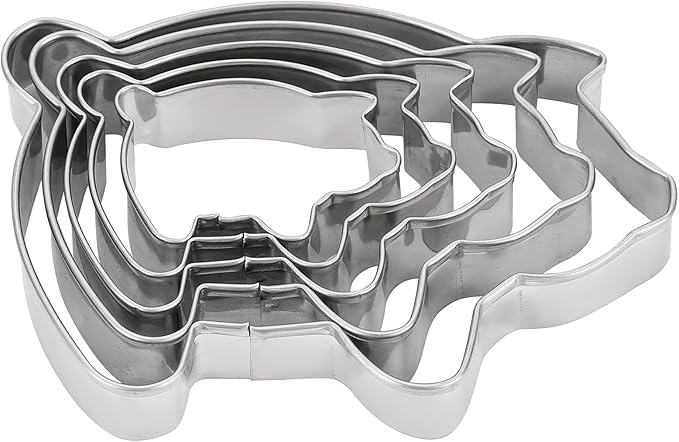 Pig Cookie Cutters Set, Stainless Steel Sandwiches Cutters Biscuit Molds for Kids,5pcs Sturdy Cutters for Cookies,Sandwiches,Small to Large Size, 1.37 to 4.52 inches