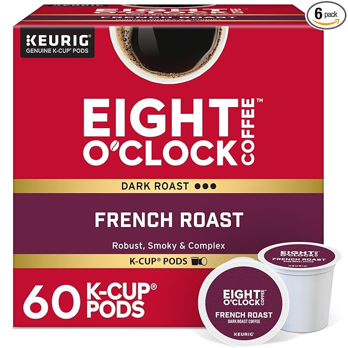 Eight O'Clock Coffee French Roast, Single-Serve Coffee K-Cup Pods, Dark Roast, 60 Count