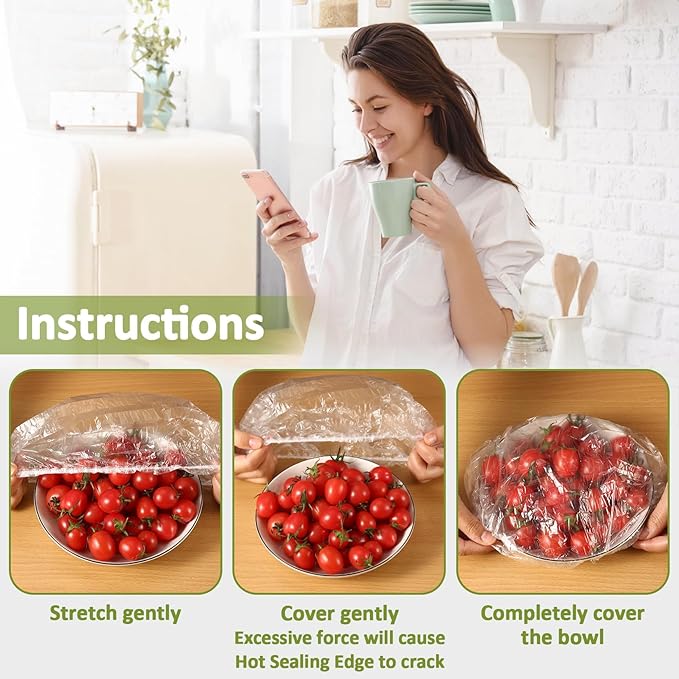 MAQIHAN 200 Bowl Covers for Bread Proofing - Medium Plastic Wrap Food Sourdough Baking Rising Elastic Reusable Plate Covers Outdoor Food Fresh Keeping Bags Shower Cap Hair Deep Conditioning