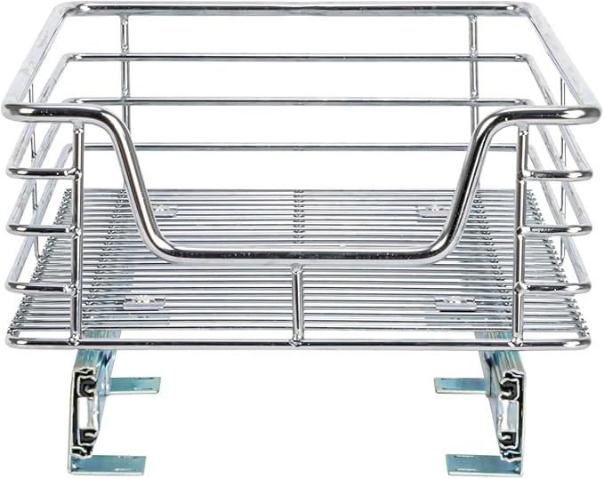 Household Essentials Glidez Chrome-Plated Steel 1-Tier Sliding Under Sink Cabinet Organizer, Chrome , 14.5"