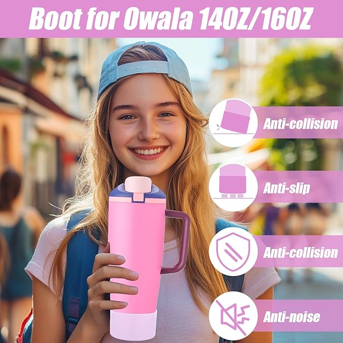 Mity rain 2PCS Protective Silicone Boots for Owala 30oz & 40oz FreeSip Sway Bottles & Tumblers - Accessories for owala, Enhances Stability & Prevents Scratches (Lilac)