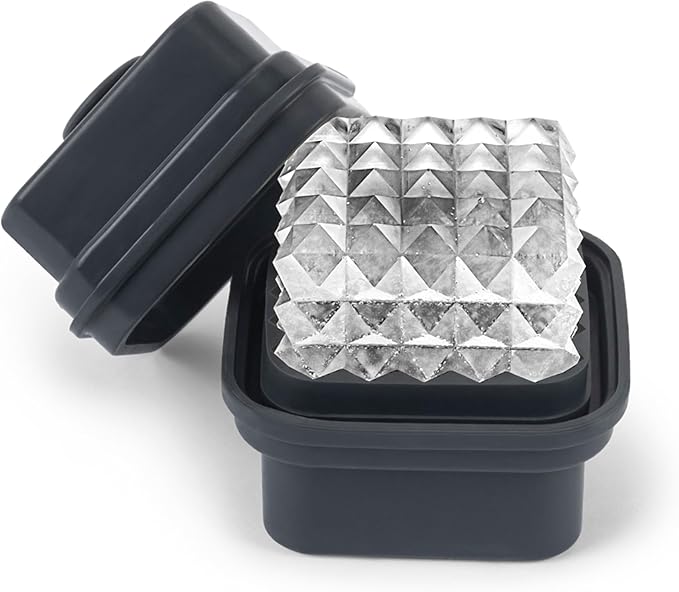 W&P Prism Single Ice Mold, Perfect Etched Large Cube, Slow Melting for Whiskey and Cocktails, Food Grade Premium Silicone, Dishwasher Safe, BPA Free