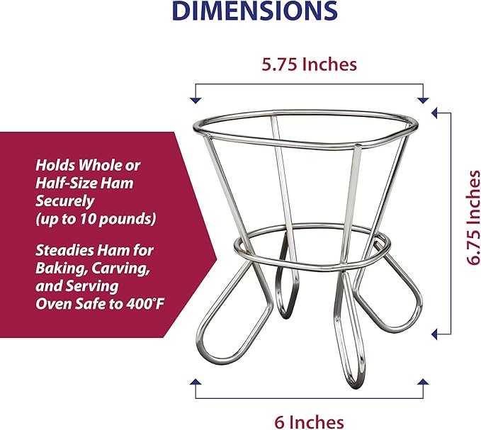 HIC Kitchen Roasting Wire Spiral Ham Roasting Rack, Chrome-Plated Steel, For Baking And Carving Ham Up To 10-Pounds
