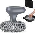 Cast Iron Scrubber | Dish Scrub Brush | 316 Cleaner Chainmail Scrubber for Cast Iron Pan Skillet Cleaner - Dish Scouring Pad Dishwasher Safe Cleaning Kit, Grey 02