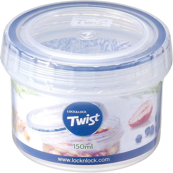 LocknLock Easy Essentials Twist Food Storage lids/Airtight containers, BPA Free, Short - 5 oz - for Candies, Clear