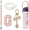 Cute Letter Charm Set Compatible with Owala Water Bottle 24 oz, 32 oz, 40 oz, Owala Kids, Owala Coffee Tumbler, Owala FreeSip – Includes Handle Strap, for Owala Accessories & Stanley Cup Accessories