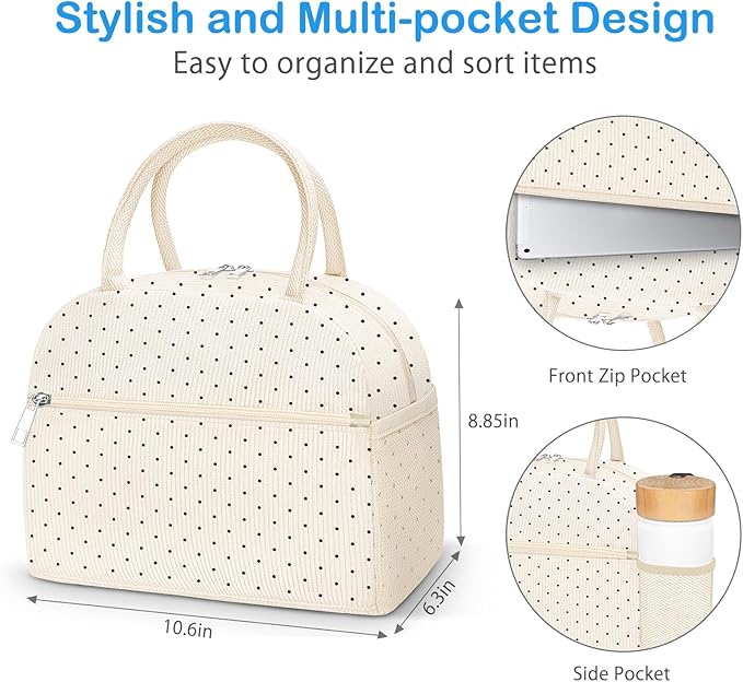 DALINDA Corduroy Lunch Bag Lunch Box for Women Men,Cute Insulated Lunch Bags,Water-Resistant Cute Cooler Lunch Tote Bag, Reusable LunchBox Large Capacity for Work Travel Picnic