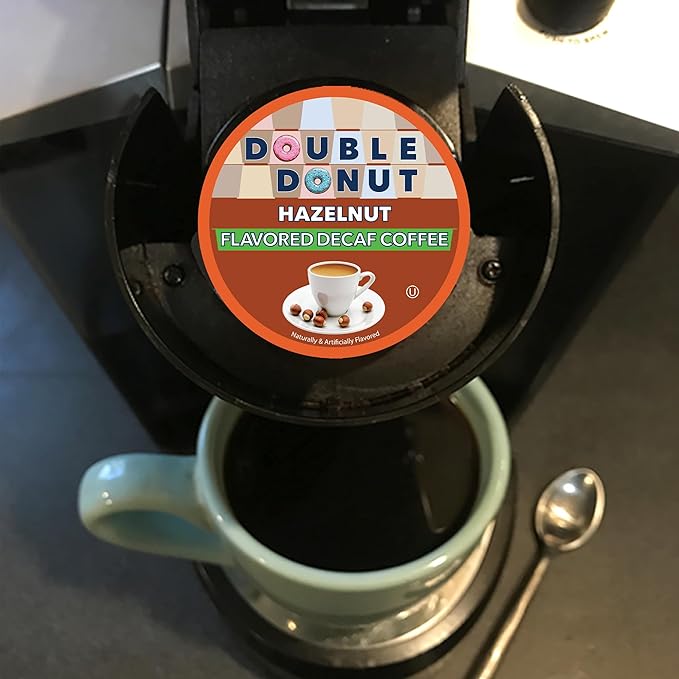 Double Donut Coffee Flavored Decaf Coffee, Decaf Hazelnut Coffee, Decaf Coffee Pods for Keurig K Cups Machines, Medium Roast, 80 Count (Pack of 1)
